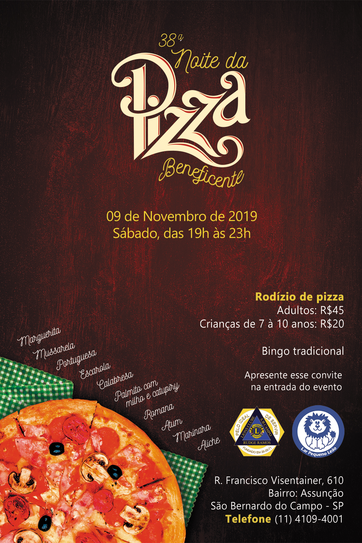 38ª Noite da Pizza Beneficente